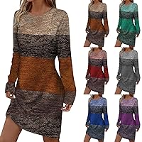 Dresses for Women Going Out Long Sleeve Color Block Cocktail Dress Nightout Athleisure Relaxed Travel Sundress Clothes
