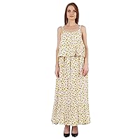 Bimba Printed Layered Maxi Dress for Women Loose Fit Shoulder Strap Dress Casual Resort wear