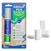 Grout Pen Tile Paint Marker: Light Grey Wide 15mm with 5 Pack Replacement Tips - Waterproof Grout Colorant and Sealer Pen to Renew, Repair, and Refresh Tile Grout - Cleaner Coating Stain Pens