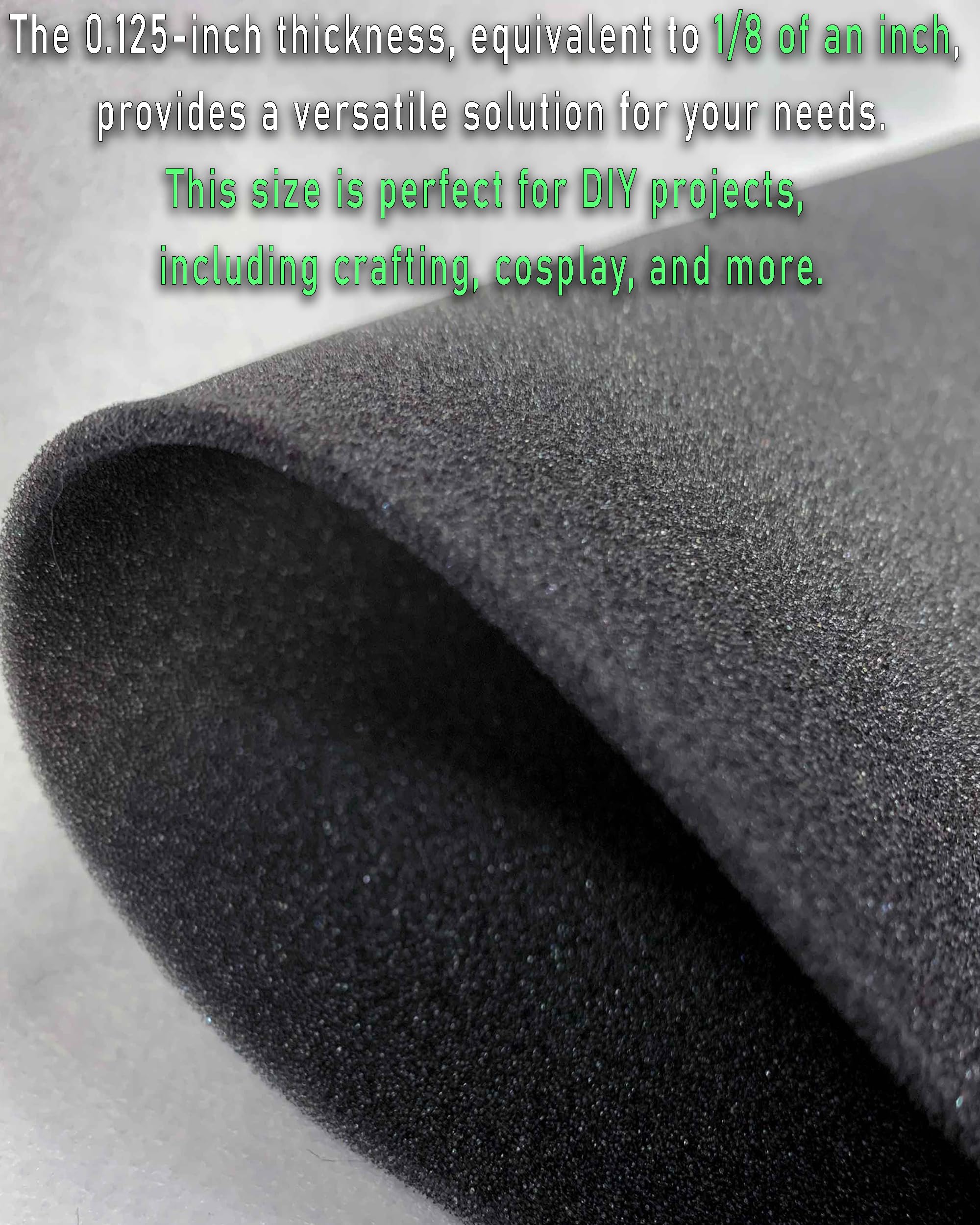 Fabric Empire 1/8'' Medium Density 60'' Wide Stretch Charcoal Foam for Arts and Crafts, Home & Automotive Upholstery Projects (Sold by Continuous Yard)