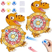 chiazllta 2 PCS Dinosaur Party Games Tyrannosaurus Rex Dart Board Throwing Toy for Kids Toys Sticky Balls Excellent Outdoor Christmas Dinosaur Party Toy Fun Gifts for Boys Girls
