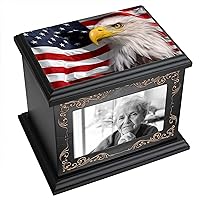 Cremation Urns for Human Ashes Adult Male or Female, Funeral Memorial Urns for Ashes with Photo Frame, Wooden Urns Box and Casket for Men Women, Burial Urn for Adults Up to 200 IBS