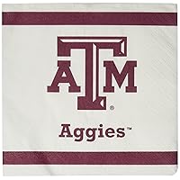24 Count Texas A and M Beverage Napkin, 5-Inch, Multicolor