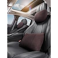 4pcs Car Neck Pillow headrests, car Head Support Back Lumbar Pillows,Suede fillable&Multiple&Adjustable Travel Working Gaming Rest Vehicle Cushion Seats(Deep Coffee)