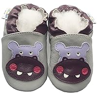 Soft Sole Leather Baby Shoes Boy Girl Infant Children Kid Toddler Boy First Walk Gift Hippo Grey