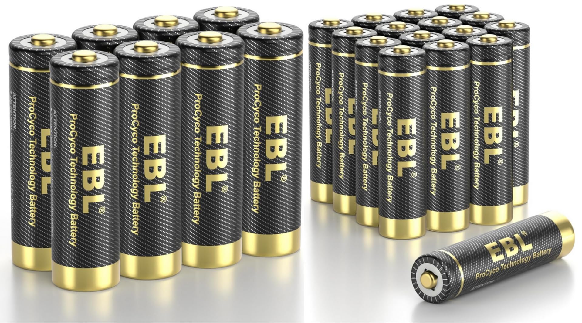 EBL Gold Pro Rechargeable AA AAA Batteries 24 Packs High Performance NIMH Battery