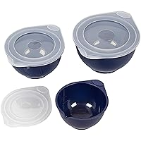 Wilton Plastic Navy Blue Non-Slip Covered Mixing Bowls with Lids, Assorted/RNUM, 6-Piece