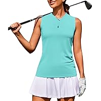 COOrun Women's Golf Shirt Sleeveless Polo Tank Tops Quick Dry Athletic Tennis T-Shirts with Zipper