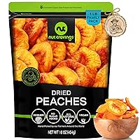 NUT CRAVINGS Dry Fruits - Sun Dried California Peaches, No Sugar Added (16oz - 1 LB) Packed Fresh in Resealable Bag - Sweet Snack, Healthy Food, All Natural, Vegan, Kosher Certified