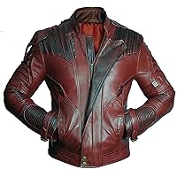 Mens Guardians Distressed Red Maroon Leather Jacket