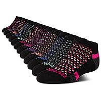 Girl's Cushioned Comfort No-Show Ankle Low Cut Socks (12 Pack), Size Small, Black Multi