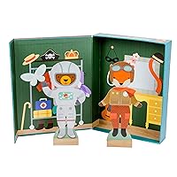 Magnetic Dress Up, Make-Believe Animal Costumes – Game Board with Mix and Match Pieces, Ideal for Ages 3+ – Includes 2 Dolls and 35 Creative Magnetic Pieces