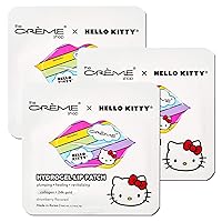 The Crème Shop x Hello Kitty Hydrogel Lip Patch | Strawberry Flavored, Collagen and 24k Gold, Remove Dead Skin, Moisturize lips, Pale Lip Treatment, Anti Aging - 3 Pack