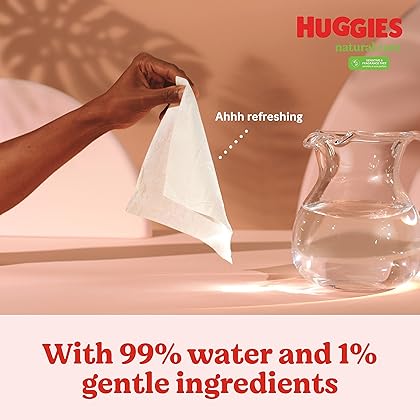 Huggies Natural Care Sensitive Baby Wipes, Unscented, Hypoallergenic, 99% Purified Water, 12 Flip-Top Packs (768 Wipes Total)