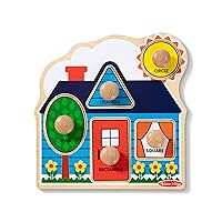 Melissa & Doug First Shapes Jumbo Knob Wooden Puzzle - Wooden Peg Chunky Baby Puzzle, Preschool Learning Shapes Knob Puzzle Board For Toddlers Ages 1+