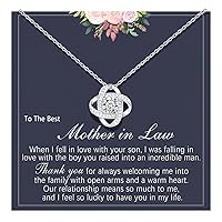 Silver Law Love Knot Necklace for Women, Mothers Day Wedding Christmas Birthday Gifts for Grandma, Mom, Mother in Law, Mother of the Groom, Daughter
