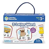 Learning Resources 3-Letter Word Puzzle Cards, Kindergarten Readniness, Self Correcting Puzzles, Ages 3+