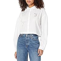Tommy Hilfiger Women's Cropped Chambray Long Sleeve Button Up