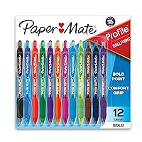 Profile Retractable Ballpoint Pens, Bold (1.4mm), Assorted Colors, 12 Count