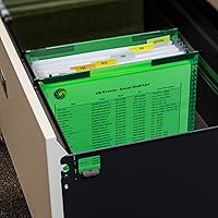 C-Line Hanging Tabs 7-Pocket Expanding File, Bright Green, 1/2