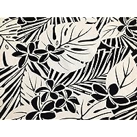 Black/Beige Beautiful Hawaiian Print Fabric Sold by The Yard in Black