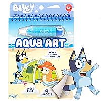 Horizon Group USA Bluey Aqua Art - Reusable Water Reveal Activity Pages With Water Pen for No-Mess Drawing and Coloring
