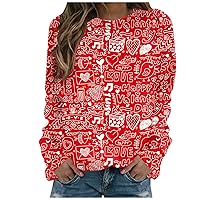 Tunic Sweatshirts for Women Valentines Day Heart Patterned Mock Turtleneck Coat Comfy Date Christmas Shirts