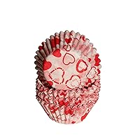 Holiday Baking Cups Greaseproof For Cupcakes & Muffins,Mini, White/Red Hearts, Pack of 80