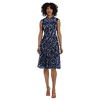 Maggy London Women's Button Placket Bodice Dress with Knee Length Pleated Skirt