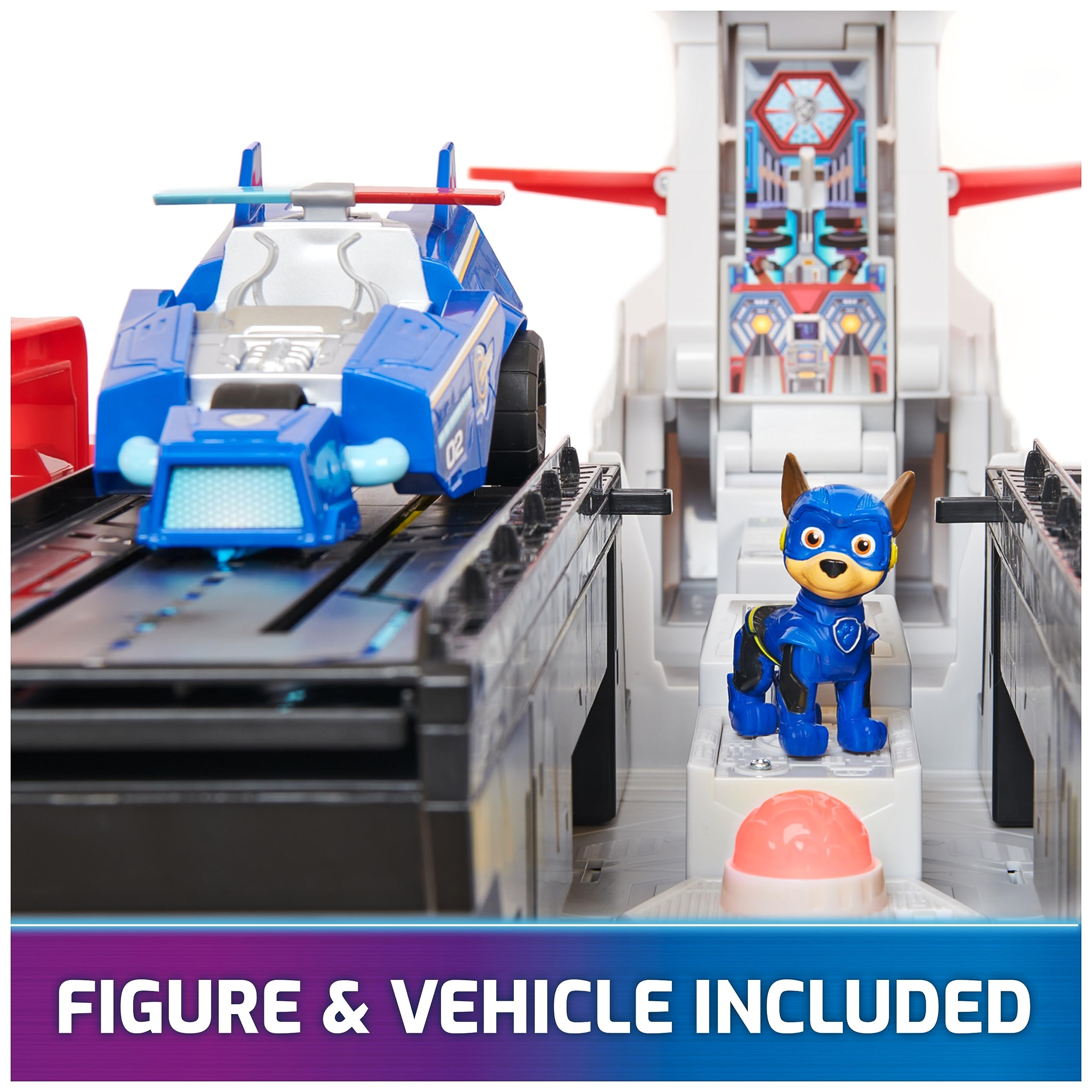 Paw Patrol: The Mighty Movie, Aircraft Carrier HQ, with Chase Action Figure and Mighty Pups Cruiser, Kids Toys for Boys & Girls 3+