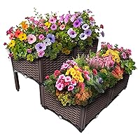 Holy Fire Elevated Raised Garden Bed - Ideal for Patio, Balcony, Yard - Grow Veggies, Flowers, and Plants - Outdoor Gardening Solution - Durable Container for Garden Supplies (4 Sets - AB)