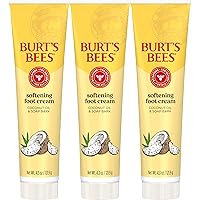 Softening Foot Cream with Coconut Oil and Soap Bark, 4.3 Ounces, Pack of 3
