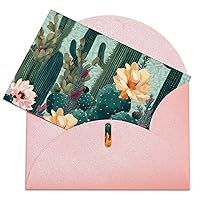 Greeting Cards with Envelopes Blank Greeting Card Summer Floral Cactus Thank You Card Note Cards for Party Folding Blank Card for Birthday Blank Greeting Note Cards Invitations Card 8