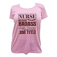 Funny Womens Shirts Nurse Because Badass Lifesaver is Not a Title Medium, Heather Lilac