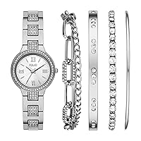Women's Glitz Silver-Tone Watch and Bracelet Gift Set (Model: FMDFL2049)