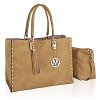 MKF 2-PC Set, Satchel Tote Handbag for Women & Crossbody Pouch Purse, Adjustable Shoulder Bag Strap PU Leather