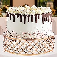 Gold Cake Stand for Wedding Party,12 Inch Large Crystal Metal Round Cake Stands Base para Pastel for Birthday Reception Celebration