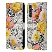 Head Case Designs Officially Licensed Micklyn Le Feuvre Collage of Flowers and Pattern Florals 2 Leather Book Wallet Case Cover Compatible with Samsung Galaxy A24 4G / Galaxy M34 5G