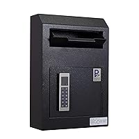 ProtexSafe Wall Mount Drop Box(WDS-150E II), Piano hinge, secure suggestions, ballots, keys, mail, money, rent checks and more, Metal baffle to protect slot, electronic lock, Black