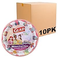Glad for Kids Princess Magic is in All of US 10” Paper Plates | Princess Paper Plates, Kids Snack Plates | Kid-Friendly Paper Plates for Everyday Use, 20 Count - 10 Pack