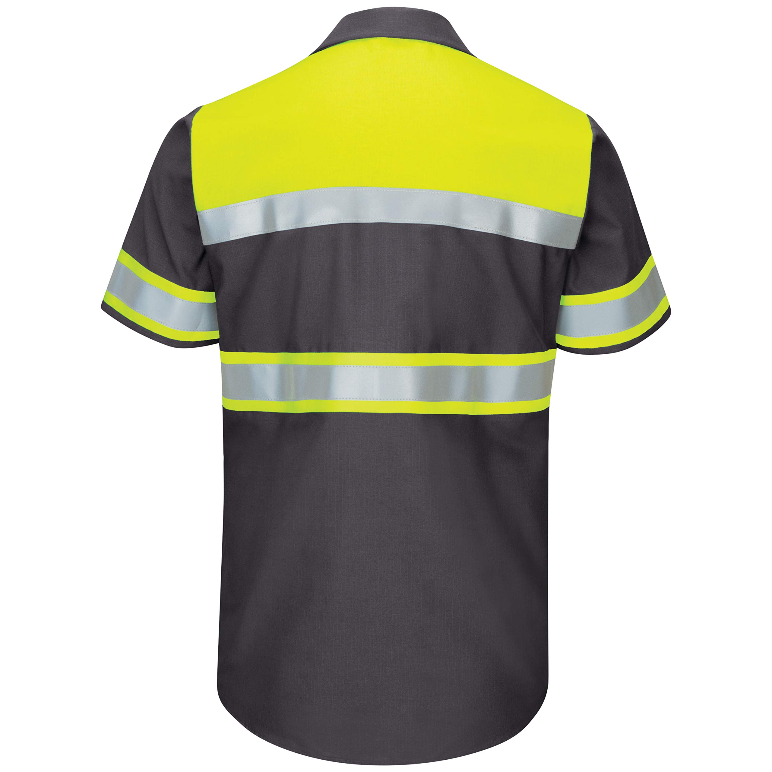 Red Kap Men's Hi-Visibility Short Sleeve Color Block Ripstop Work Shirt- Type O, Class 1