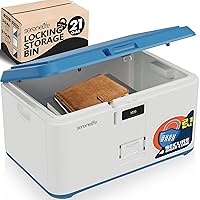 SereneLife Lockable Storage Box, 21 Gallon Capacity Storage Trunk with Combination Lock, Locking Container Bin for Organization, Blue