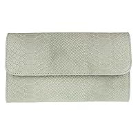 Womens Italian Leather Snake Print Suede Clutch Bag