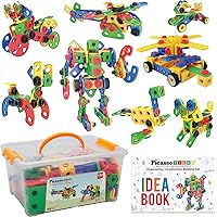 PicassoTiles STEM Engineering Kit 105 Pieces + 152 Pieces + 201 Pieces, Building Blocks Children Early Education Playset Free IdeaBook Design Guide, Storage Carry Box, Power Drill, Clickable Ratchet