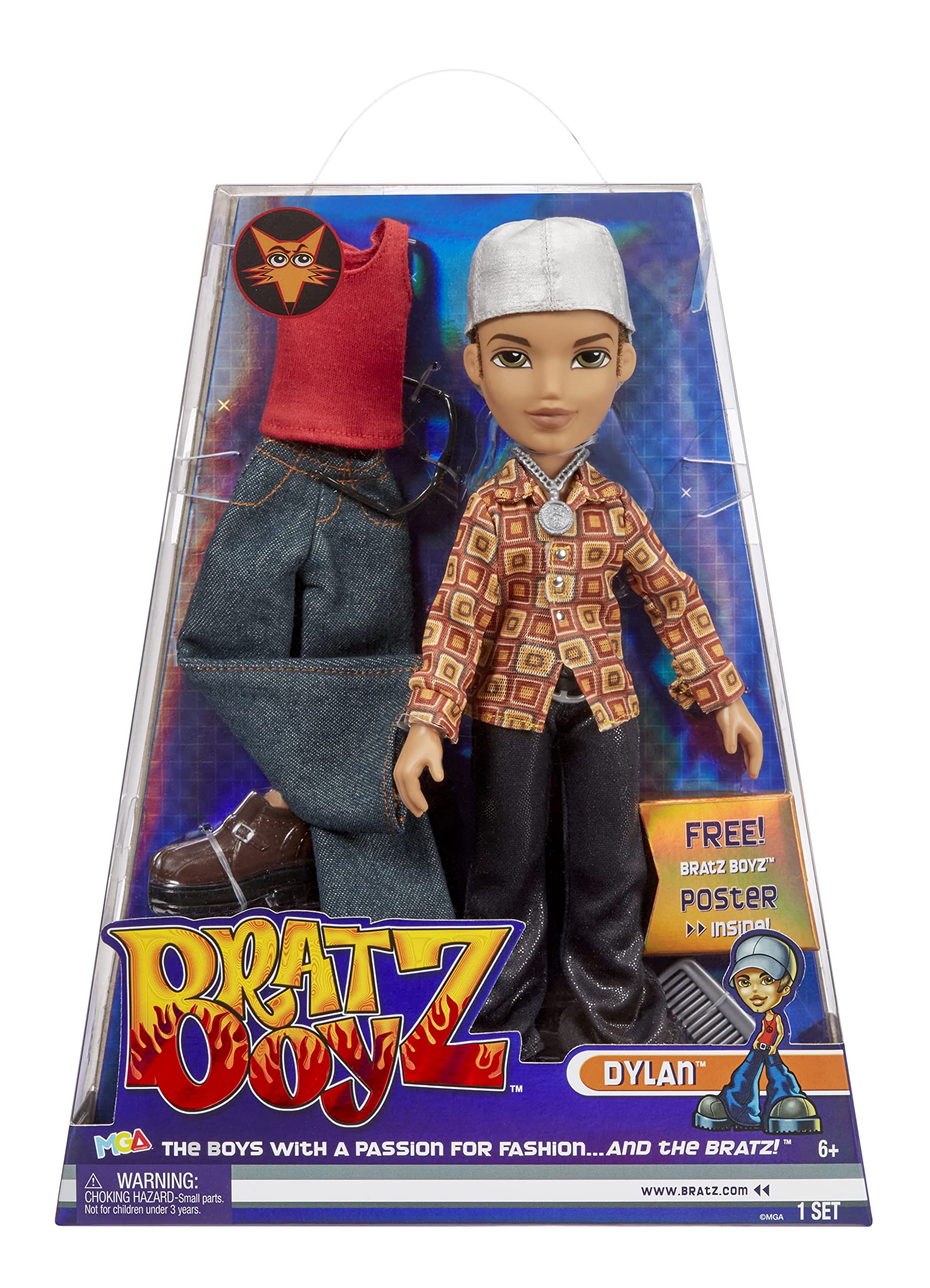 Bratz Original Fashion Doll Dylan with 2 Outfits and Poster