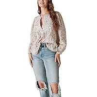 Lucky Brand Women's Smocked Button Through Blouse