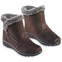 Collections Etc Plush Faux Fur Lined Water Resistant Faux Suede Boots
