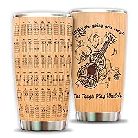 Ukulele Travel Mug Tumbler 20 Oz Gift For Girls, Boy, When The Going Get Touch The Touch Play Ukulele, Cute Musical Instrument Lover Gifts, Ukulele Accessories, Ukulele For Beginners Cup