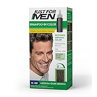 Just For Men Shampoo-In Color (Formerly Original Formula), Mens Hair Color with Keratin and Vitamin E for Stronger Hair - Medium-Dark Brown, H-40, Pack of 1