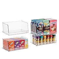 Set Of 4 Clear Pantry Organizer Bins Stackable Household Plastic Food Storage Basket with Wide Open Front for Kitchen, Countertops, Cabinets, Refrigerator, Freezer, Bedrooms, Bathrooms - 12